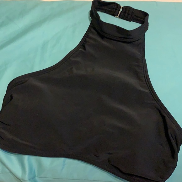 Black Halter Neck Swim Top - Picture 2 of 4